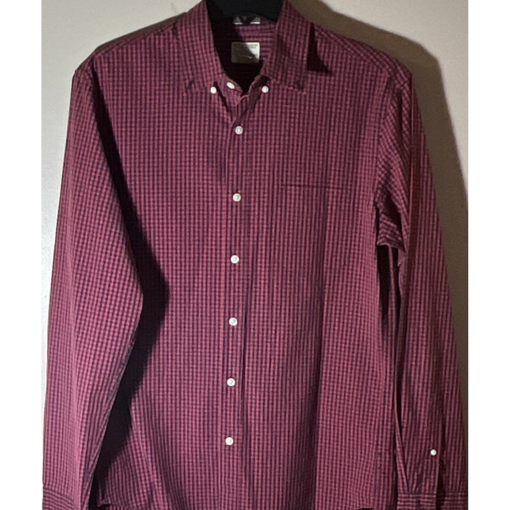 J.Crew Men's Slim Fit Stretch Button-Down Shirt M Red Blue Check‎ Long Sleeve